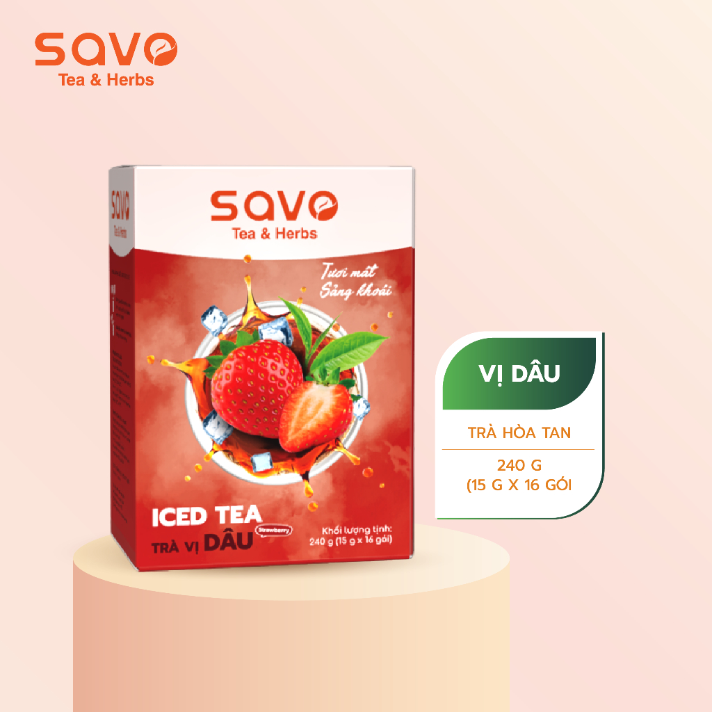 SAVO TRÀ HÒA TAN - VỊ DÂU (Hộp 16 gói)