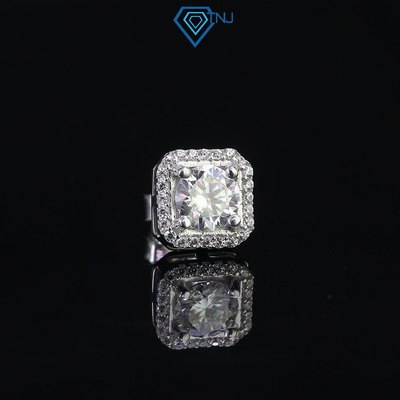 Bông tai nam Moissanite 6ly mặt vuông sang trọng có kèm thẻ tra cứu đá cao cấp BTAM0018 - Trang Sức TNJ