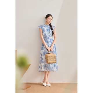 váy tơ cổ trụ xếp li eo Vanessa dress thanh lịch tôn dáng HOIVU