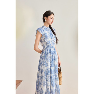 váy tơ cổ trụ xếp li eo Vanessa dress thanh lịch tôn dáng HOIVU