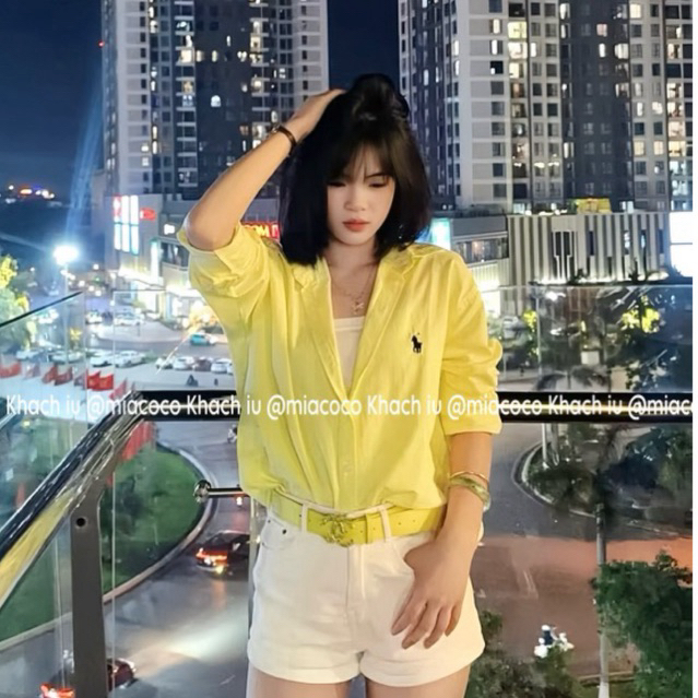 (Nhiều màu) Áo sơ mi vàng chanh Raph Lau form vừa, sơ mi con ngựa thêu chất cotton kaki full tag mác D002 | BigBuy360 - bigbuy360.vn