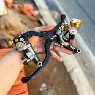 Cặp tay thắng Breb0 Rcs19 bình dầu rời Vàng nhỏ trong suốt kèm full phụ kiện lắp đặt