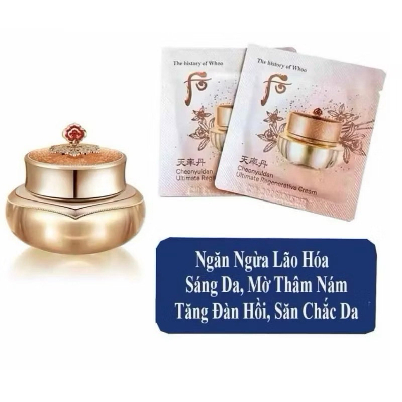 [Hàng Chính Hãng] Kem dưỡng whoo tái sinh chống lão hoá cao cấp Whoo Ultimate Regenerating Cream 1ml
