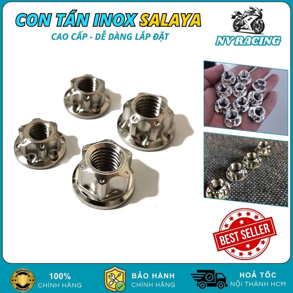 Con tán salaya long đền kitaco nhôm cnc ốc salaya combo con tán + long đền gắn được nhiều vị trí