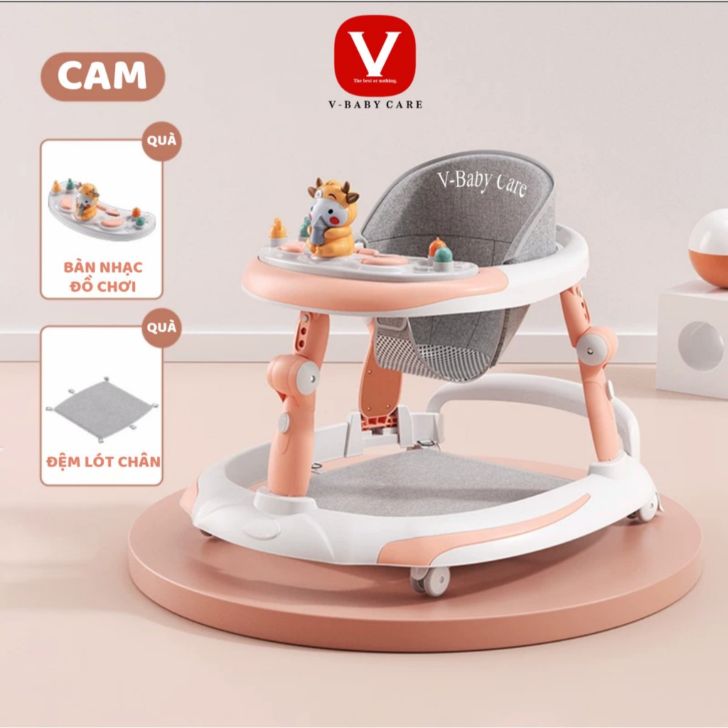 Xe Tròn Tập Đi, Xe Tập Đi Cho Bé Điều Chỉnh Độ Cao V-BABY 6060 Và Xe Tập Đi Chữ U V-BABY 606