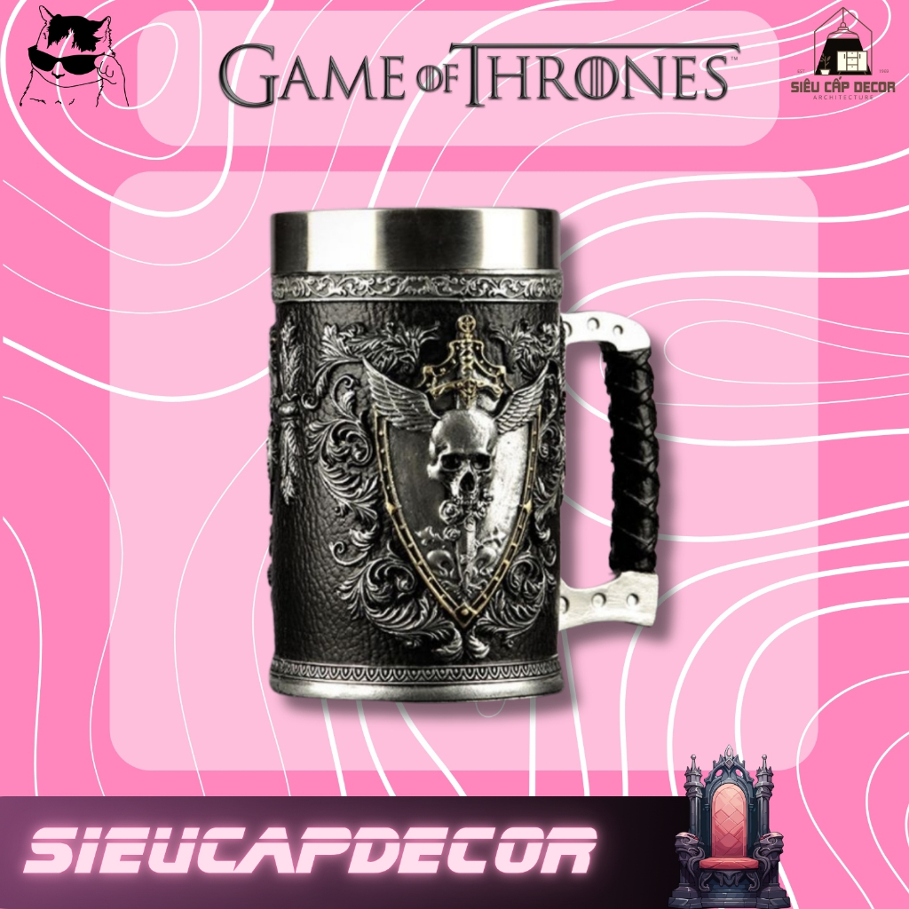 Ly Decor Đầu Lâu Cánh Chim – Cốc Uống Bia Phong Cách Trung Cổ Gothic Game of Thrones