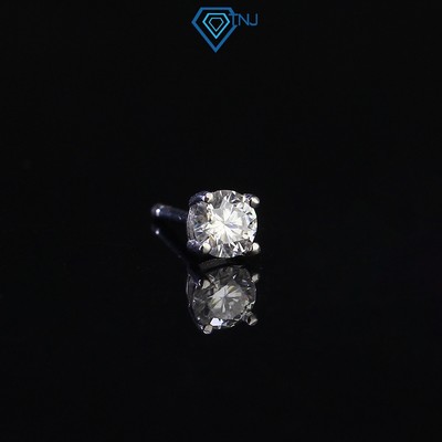 Bông tai nam bạc Moissanite 4ly kèm thẻ tra cứu đá chốt đẩy cao cấp BTAM0024 - Trang Sức TNJ