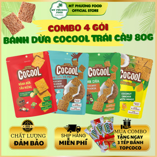  Combo 4 gói Bánh Dừa Nướng COCOOL Trái Cây 80g - Đặc sản Đà Nẵng Mỹ Phương Food. Tặng 3 tép bánh khi mua Combo 