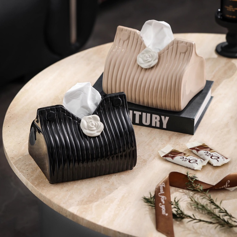 Hộp đựng giấy men bóng hình túi hoa trà thanh lịch