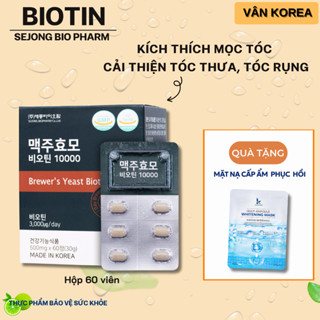V02.(Tặng nạ) Viên Uống Biotin Sejong BioPharm Hàn Quốc Hộp 60 Viên hỗ trợ mọc tóc, chắc khỏe tóc