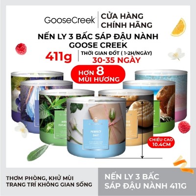 Nến 3 Bấc Sáp Đậu Nành Goose Creek 411g từ Yankee Candle (nhiều mùi)