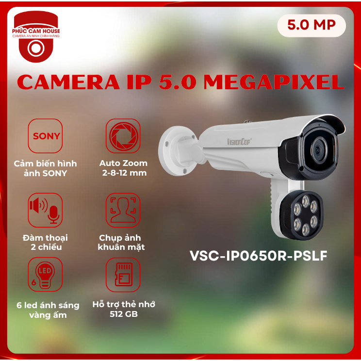 Camera IP Trụ FULL COLOR 5MP chuẩn nén H.265 (IP Starlight)