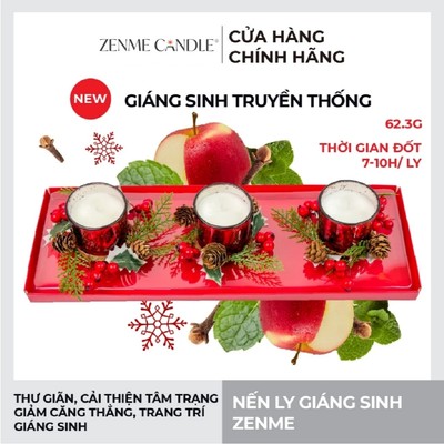Nến Ly Giáng Sinh Zenme - Giáng Sinh Truyền Thống (Set Đỏ)