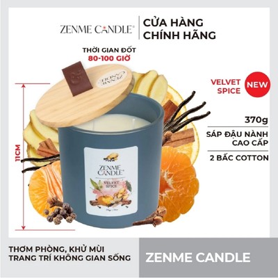 Nến Ly Màu Sáp Đậu Nành Zenme 370g - Velvet Spice