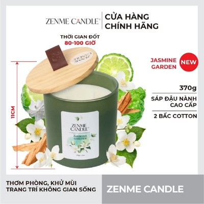Nến Ly Màu Sáp Đậu Nành Zenme 370g - Jasmine Garden