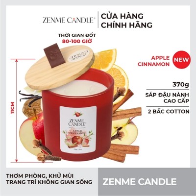 Nến Ly Màu Sáp Đậu Nành Zenme 370g - Apple Cinnamon