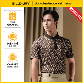 [ĐỒNG GIÁ 129K] Áo Polo Nam Nâu Họa Tiết 8APCH425NDA Biluxury Mềm Nhẹ Thoáng Mát Thấm Hút Nhanh Chống Nhăn