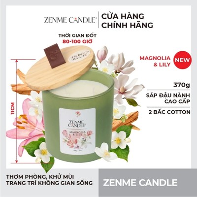 Nến Ly Màu Sáp Đậu Nành Zenme 370g - Magnolia & Lily