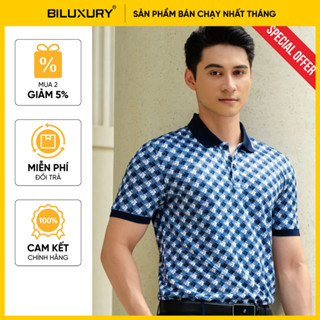 [ĐỒNG GIÁ 129K] Áo Polo Nam Recycle Hoạ Tiết 8APCH424XAH Biluxury Ô Đan Xen Thân Thiện Với Da