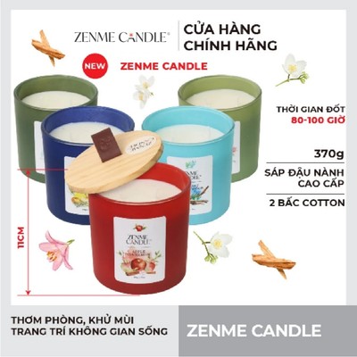 Nến Ly Màu Sáp Đậu Nành Zenme 370g - Nhiều mùi hương tùy chọn