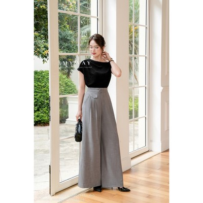 Quần Nữ Ống Suông MY WAY Kẻ Công Sở Cạp Cao Sang Trọng 1MQ01578