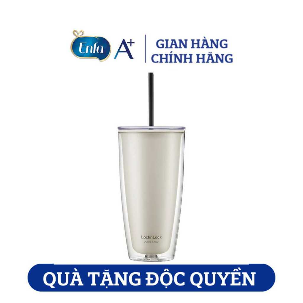 [Quà tặng không bán] Ly nhựa 2 lớp kèm ống hút 720ml