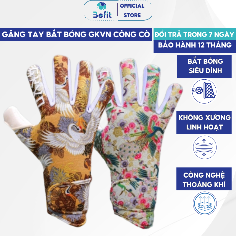 Găng tay thủ môn GKVN Công Cò chính hãng giá rẻ, Găng tay bắt bóng cao cấp siêu dính, độ bền ổn