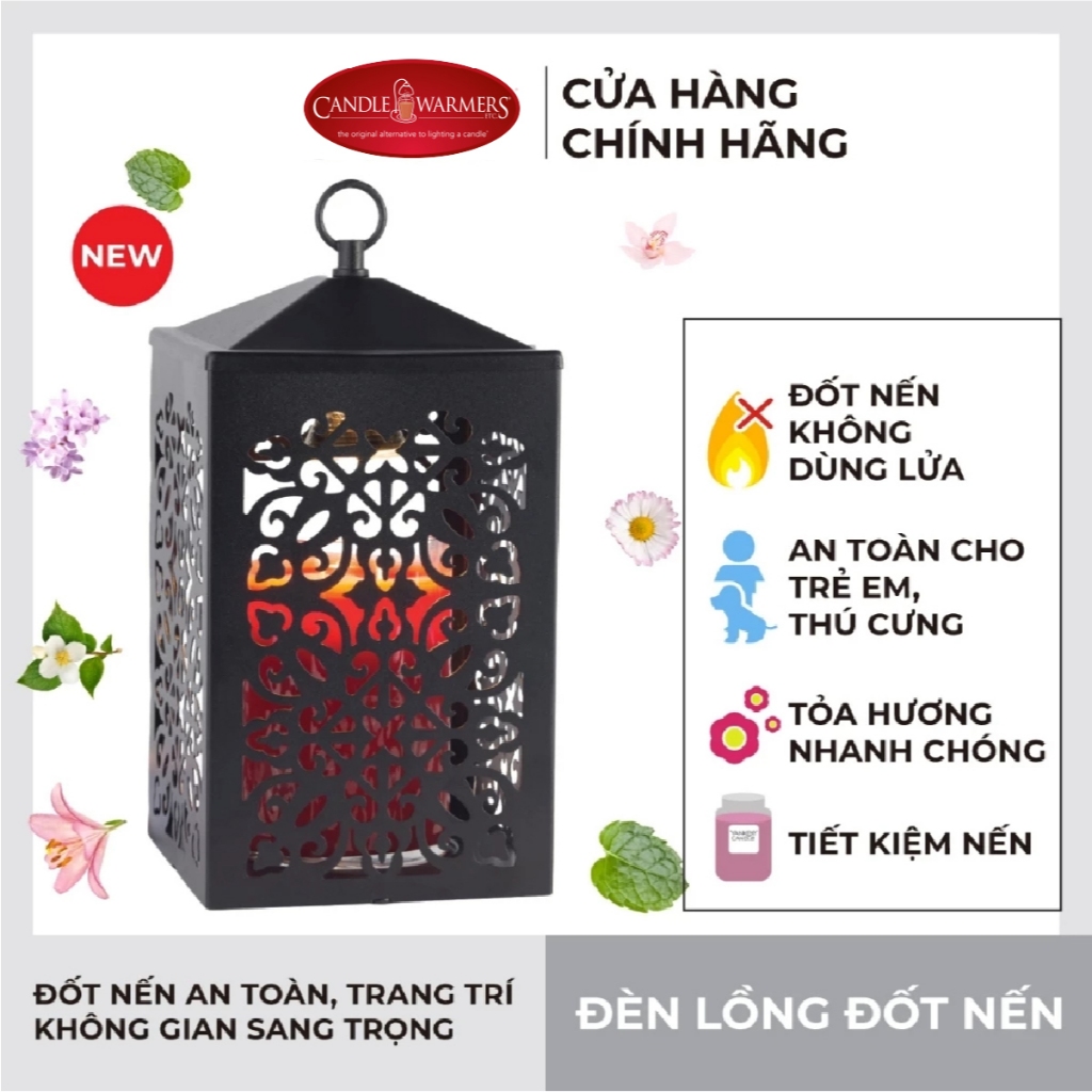 Đèn lồng đốt nến Scroll Lantern Black từ Yankee Candle