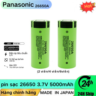 Panasonic 3.7V Pin sạc 26650 5000mAh 26650 Đầu Bǎng/Đầu nhọn Sản xuất tại 5A Nhật Bản Mới Pin Li-ion có thể sạc lại