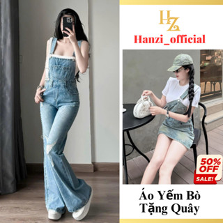 Yếm váy jean nữ dáng đẹp dịu dàng nữ tính phong cách Hàn Quốc [Tặng Áo Quây] MS30