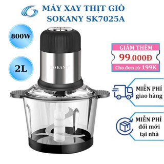Máy xay thịt làm giò chả, sinh tố SOKANY SK7025A 800W, cối 2L thủy tinh xay rau củ quả, sinh tố, trái cây - SK-7025A