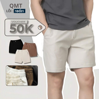 Quần short nam QMT chất kaki mềm mát, mặt vải dày dặn cạp khóa kéo lưng thun co giãn tiện lợi form chuẩn trên gối,0012