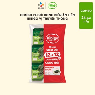 [Tiết kiệm] Túi 24 gói Rong biển ăn liền lá kim truyền thống BiBiGo ( 1 túi = 24 gói)