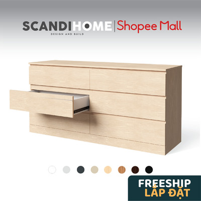 MOLTENI, Tủ đựng đồ 3 tầng 6 ngăn kéo DRA_002, 160x48x78cm, tủ gỗ Scandi Home