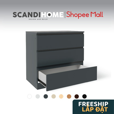 MOLTENI, Tủ đựng đồ 3 ngăn kéo DRA_015, 80x48x78cm, tủ gỗ Scandi Home