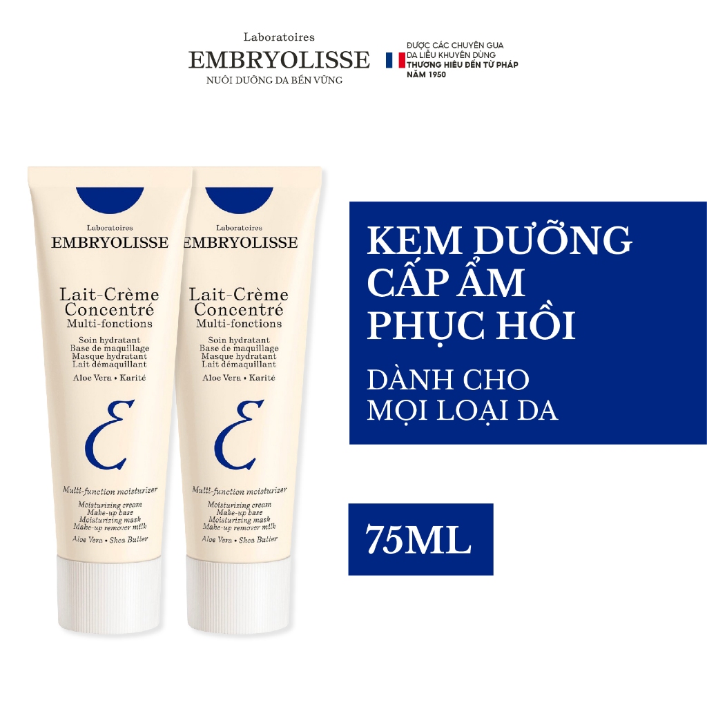 Combo 2 Kem Dưỡng Ẩm Phục Hồi Embryolisse Lait Creme Concentre 75ml