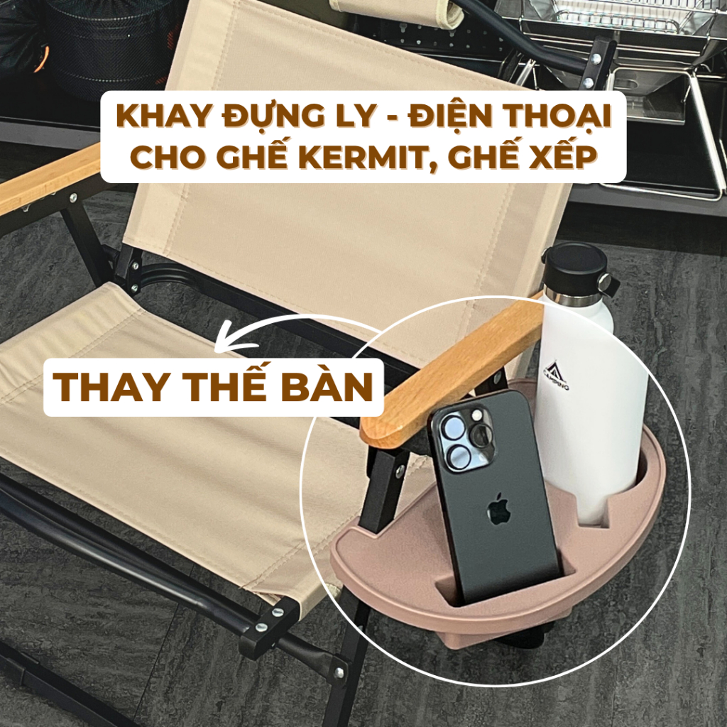 NEW ITEM | Khay Đựng Ly Điện Thoại Gắn Ghế Kermit Tabalo, Khay Đựng Ly Thay Thế Bàn Cực Tiện Lợi Siê