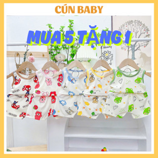[ B15 ] Combo 5 (tặng 1 bộ) đồ bộ bé trai bé gái ba lỗ chất thun tăm lạnh mùa hè từ (4kg - 15kg) - CÚN BABY
