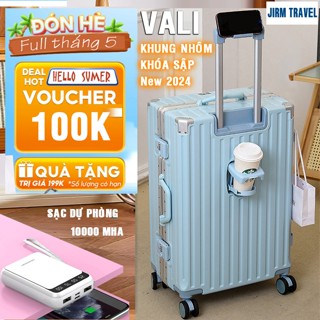 VALI CAO CẤP JIRM TRAVEL - KHUNG NHÔM KHOÁ SẬP TSA - MẪU MỚI 2024 - SIZE 20/24/29 ,LÓT 2 NGĂN KÍN - KÈM GIÁ ĐỂ CỐC VÀ ĐT