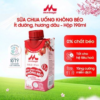  Sữa Chua Uống Không Béo Morinaga vị dâu 190 ml - Ít đường ít calo 10 tỷ lợi khuẩn - Tăng miễn dịch 