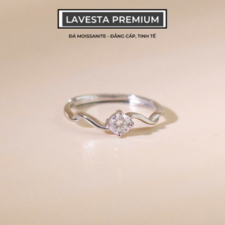 Nhẫn nữ bạc xi bạch kim đá Moissanite 4 ly kiểm định GRA LAVESTA KC129 hiện đại, ấn tượng