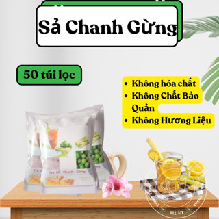 Trà Sả Chanh Gừng, Giảm Mỡ Bụng, Giảm Eo, 50 túi lọc