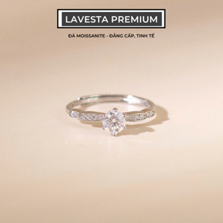 Nhẫn nữ bạc xi bạch kim đá Moissanite 5 ly kiểm định GRA LAVESTA KC127 đài các, thanh lịch