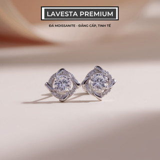 Bông tai nữ bạc xi bạch kim đá Moissanite 4.5 ly kiểm định GRA LAVESTA KC105 Sarah with love