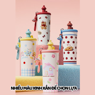  Ly giữ nhiệt Trancy Home 700ml inox 316 có ống hút quai xách bình giữ nhiệt họa tiết dễ thương 