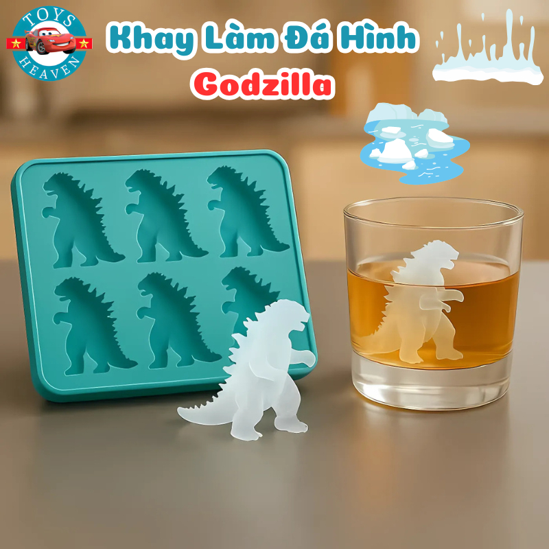 Khay Làm Đá Viên Hình Godzilla In 3D Sáng Tạo - Khay Làm Kem 6 Hình Godzilla Thỏa Sức Cho Bé Lựa Chọ