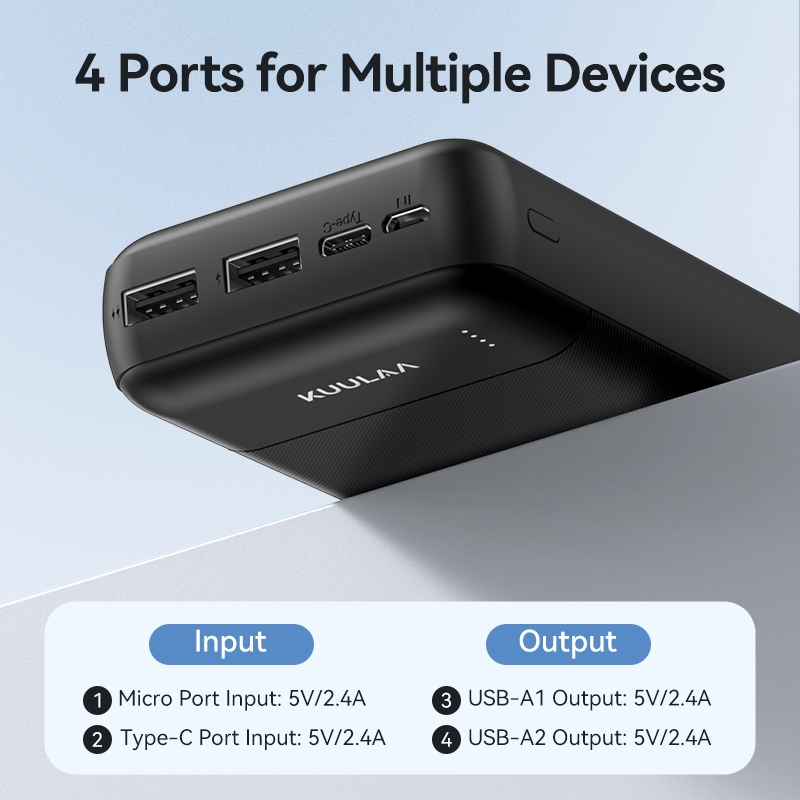 Sạc dự phòng Kuulaa 20000mAh, ngân hàng điện 4 cổng, màn hình LED,tiện lợi,Cho IP 17,Samsung xiaomi Điện Thoại Sạc Nhanh | BigBuy360 - bigbuy360.vn