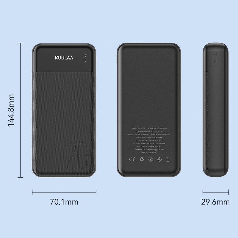 Sạc dự phòng Kuulaa 20000mAh, ngân hàng điện 4 cổng, màn hình LED,tiện lợi,Cho IP 17,Samsung xiaomi Điện Thoại Sạc Nhanh | BigBuy360 - bigbuy360.vn