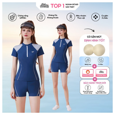 Bộ đồ bơi Nữ BIKINI PASSPORT kiểu Hai mảnh short ngắn - Xanh Xám - BS1036_GR