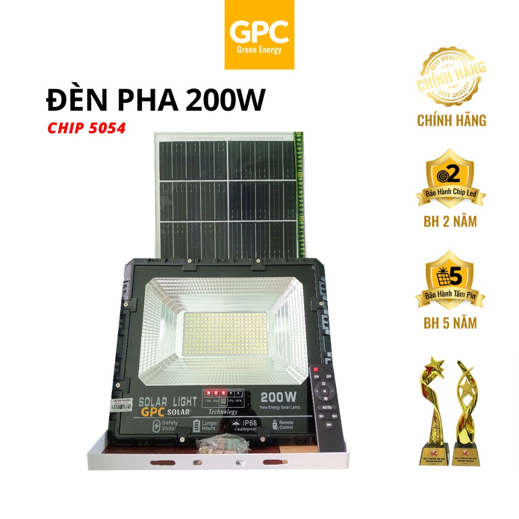 Đèn Pha Năng Lượng Mặt Trời, Ánh Sáng Trắng [200W] GPC Solar P200GPC5054